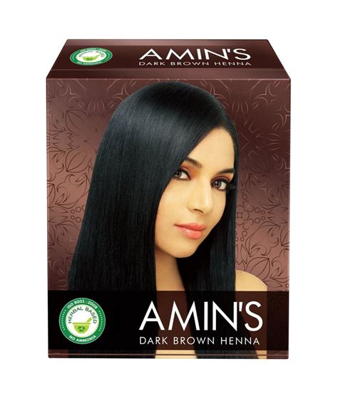 Amins Chestnut Henna Hair Dye Powder Dark Brown No Ammonia Henna Based