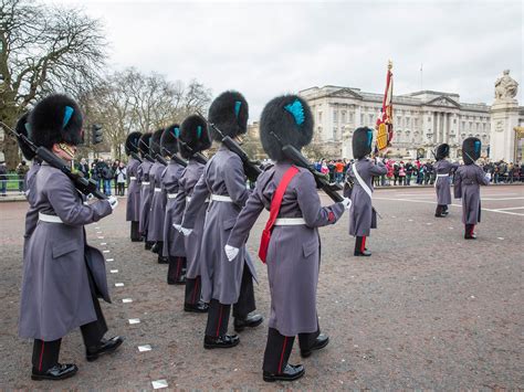 The Irish Guards Perform The Changing Of The Guard At Buckingham Palace