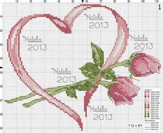Tutorial portafedi a cuore con roselline all'uncinetto. cuscino portafedi 1 ( schema di Natalia, molto bello) | schemi punto croce | Pinterest