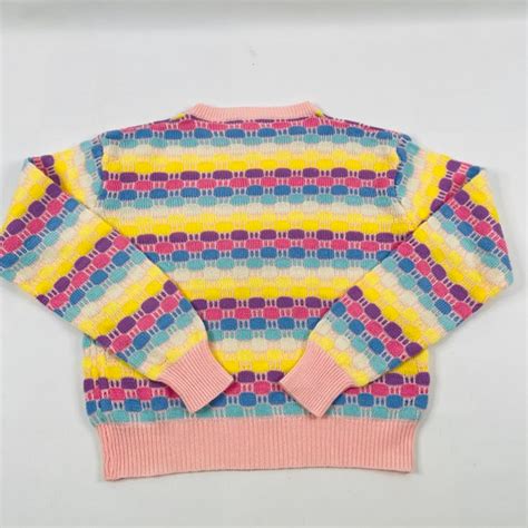 80s Womens Large Kuwaii Fairy Kei Pastel Sweater Acry Gem