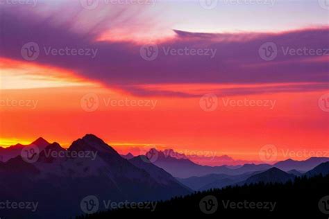 Mountain Silhouettes At Sunset Ai Generative Pro Photo 29824924 Stock