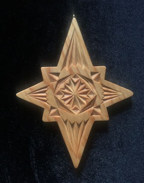 19060 Large Chip Carved Star Ornament Etsy Star Ornament Chip