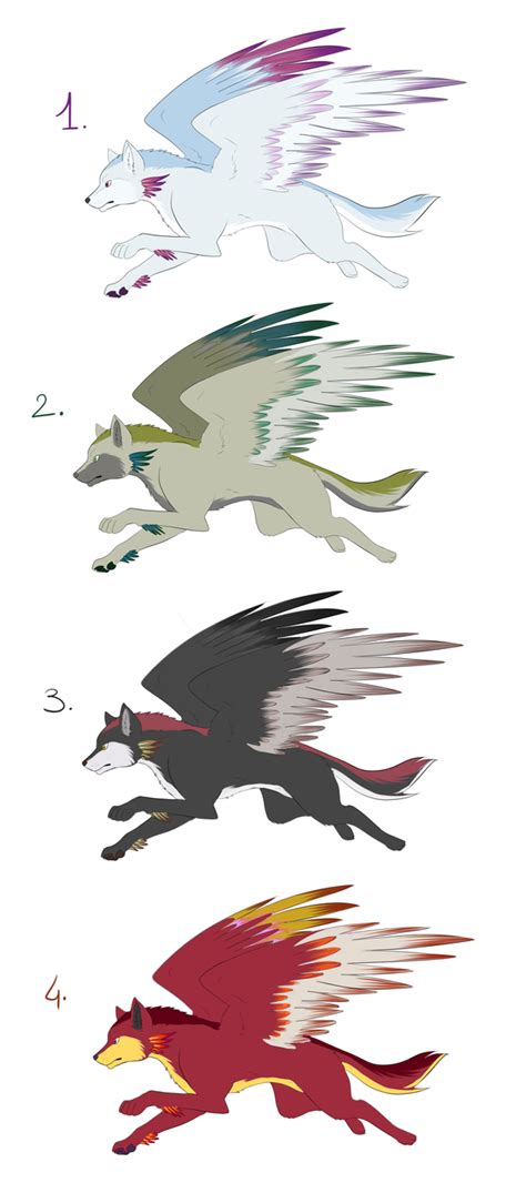 Winged Wolves Draw To Adopt Closed By Ardate On Deviantart