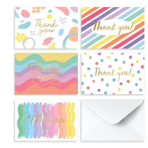 Rileys Co Thank You Cards With Envelopes 50 Count Gold Foil