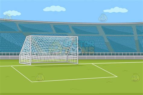 Illustration of american football helmet and ball on a field. A Soccer Field With Stadium Seating Background - Clipart Cartoons By VectorToons