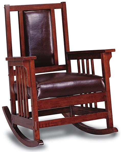 Rocking Chair With Leather Match Seat And Back Tobacco And Dark Brown