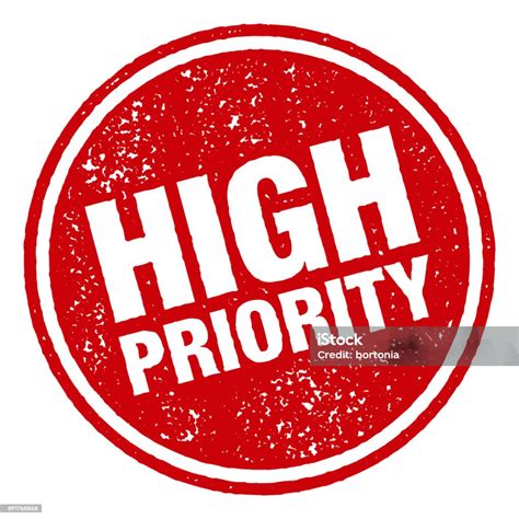 High Priority Red Rubber Stamp Icon On Transparent Background Stock