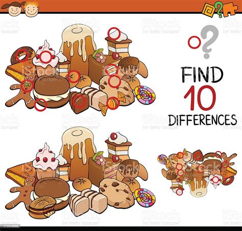 Answer Key To Find The Difference Game Stock Vector Art