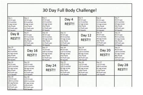 The 30 Day Challenge Full Body Workout Challenge Body Challenge 30