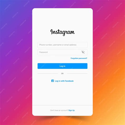 Premium Vector Instagram Social Media Mobile Login Screen Or Page
