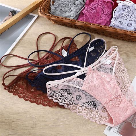 Sexy Panties Women Low Waist Lace Briefs Hollow Cross Strap Underwear