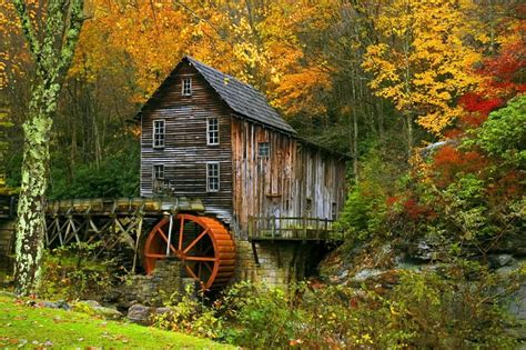 Mill In Autumn Forest Forest Colorful Fall Autumn Mill Bonito
