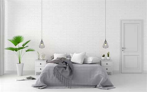 A brick wall design element can add character and beauty to any room. Download wallpapers stylish light bedroom, modern interior ...