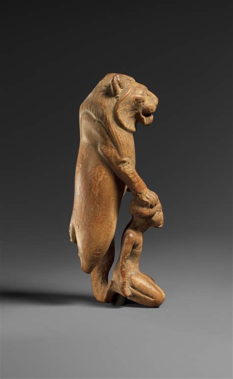 Statuette Of Lion Holding A Nubian Captive Late Middle Kingdom Or Second Intermediate Period