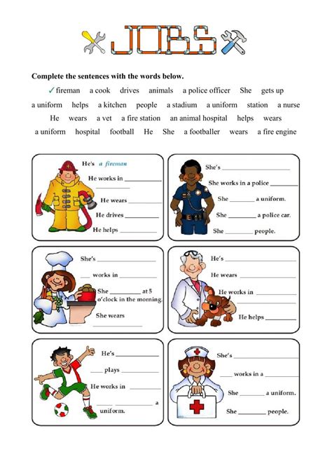 occupations worksheets