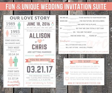 Printable Wedding Invitation Suite Our Love Story Custom Destination Reception Invites