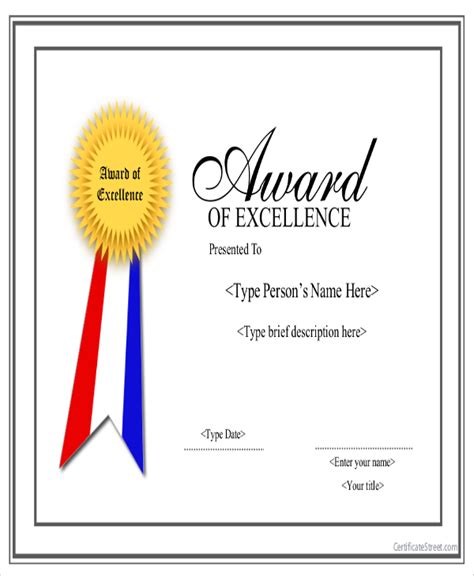 Certificate Of Excellence Template Free Download New Template Ideas