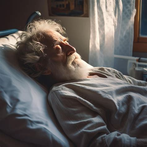 Premium Ai Image Elderly Patient Sleeping On Bed In Hospital Ward Man