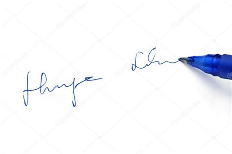 Signature And Blue Pen Concept Of Signing A Business Contract Stock