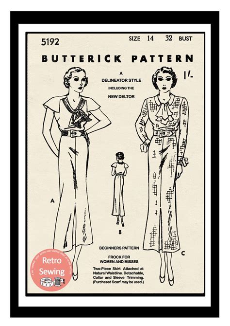 1930s Cape Sleeve Tea Dress Pdf Sewing Pattern Bust 32 Etsy Uk Tea