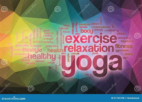 Yoga Word Cloud With Abstract Background Stock Illustration
