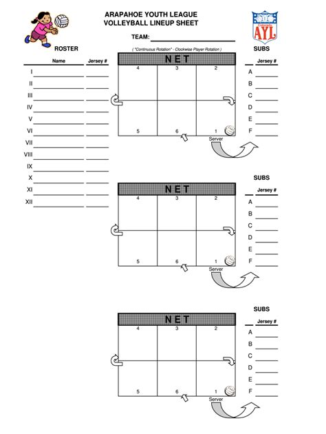 Free Printable Volleyball Lineup Sheet