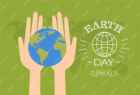 Premium Vector Earth Day Hands Hold Globe Over World Map