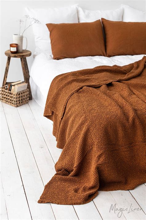 Casofu waffles blanket, giant flour waffles throw blanket, novelty waffles blanket for your family, soft and comfortable flannel waffles blanket for adults. Waffle linen blanket in Cinnamon. Linen throw blanket ...