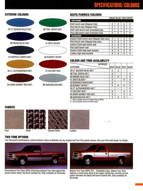 Chevy Truck Color Chart