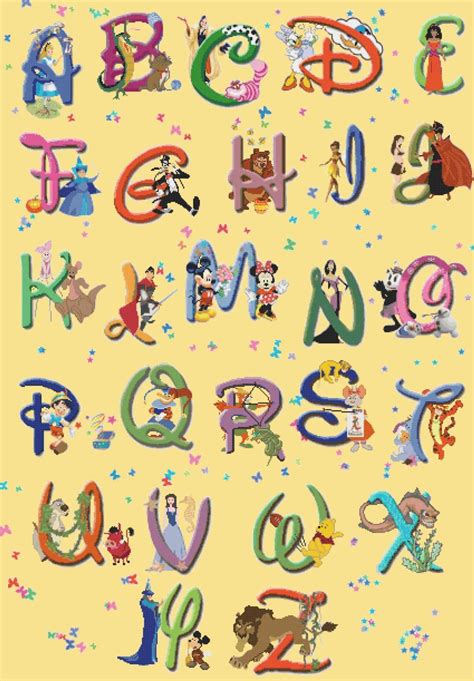 Alphabet Disney Cross Stitch Alphabet Disney Pattern Abc Etsy