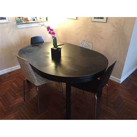 Ikea Bjursta Round Extendable Table In Brown Black Aptdeco