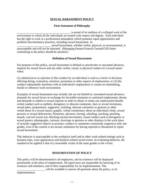 Harassment Policy Sample Form Fill Out And Sign Printable Pdf Template Signnow