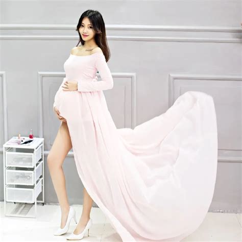 Maternity Photo Shoot White Chiffon Dress Pregnant Women Photography Props Gown Maxi Long Dress
