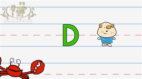 Write the letter D  Alphabet Writing lesson for children  The SInging Walrus  YouTube