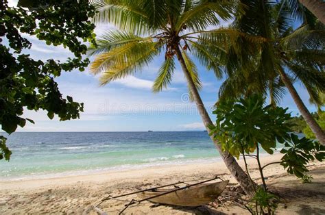 Exotic Landscape Of A Wild Beach In Raja Ampat Archipelago Stock Photo