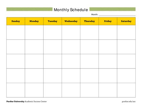 Monthly Schedule Templates At