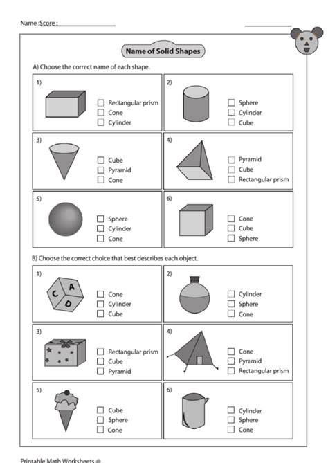 Some of the worksheets displayed are 10 more nets of solids, solids nets and cross sections, work 6 gener, lesson nets and solids, nets for making solids i2, nets of 3d shapes, score, name score. Name Of Solid Shapes Worksheet With Answer Key printable ...