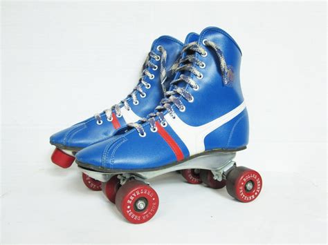 Vintage Roller Skates Official Roller Derby Skates Blue Red