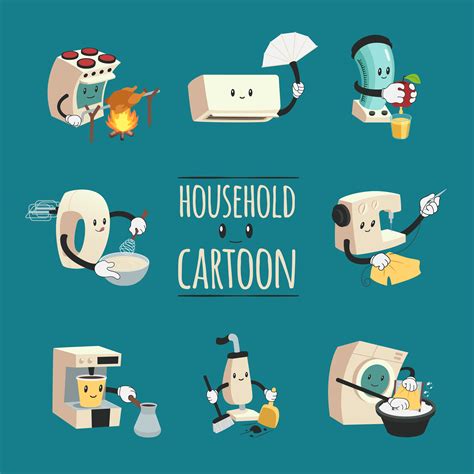 For the freshest taste, grind your own beans in a coffee grinder , and for fancy drinks, a milk frother adds the perfect amount of creamy goodness. Household Appliances Cartoon Design Concept 471477 Vector ...