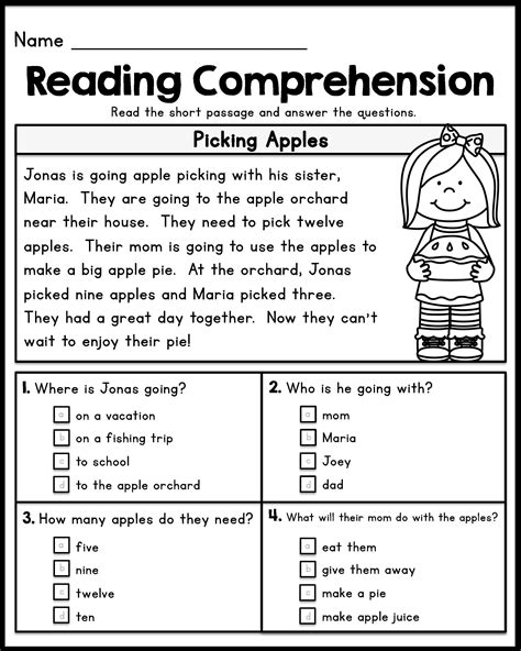 Ist Grade Reading Comprehension Worksheet