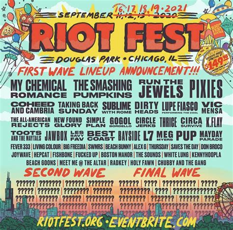 Weekend passes are on sale now, starting at $149.99, via the festival's website. First wave of 2021 acts for Riot Fest announced : Lollapalooza