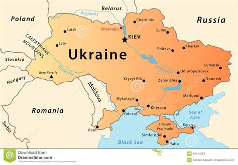 Todos los mapas se envían en un tubo de cartón. Mapa De Ucrânia Fotos de Stock - Imagem: 14414263