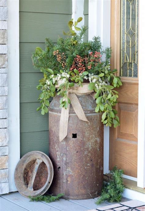 Old Rusty Milk Jug Turned Into A Planter Lovely Rustic Outdoor Decor