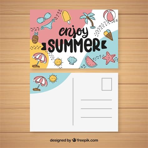 Postal De Vacaciones De Verano Vector Gratis