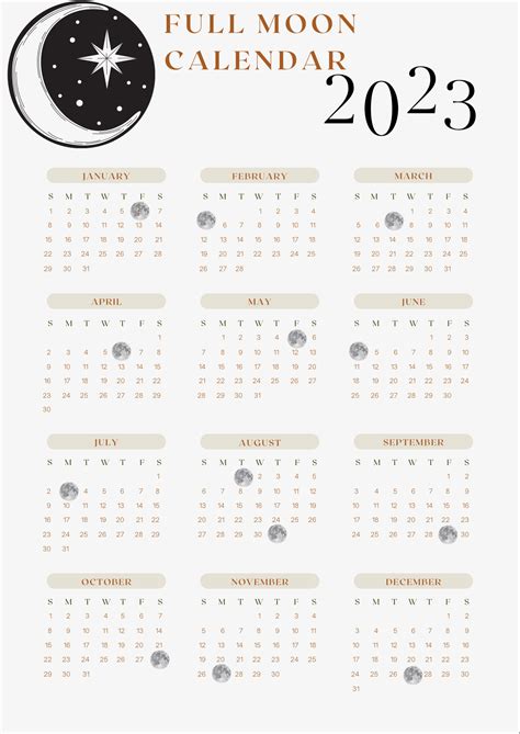 Printable Moon Calendar 2023 Full Moon Calendar Printable Etsy Australia
