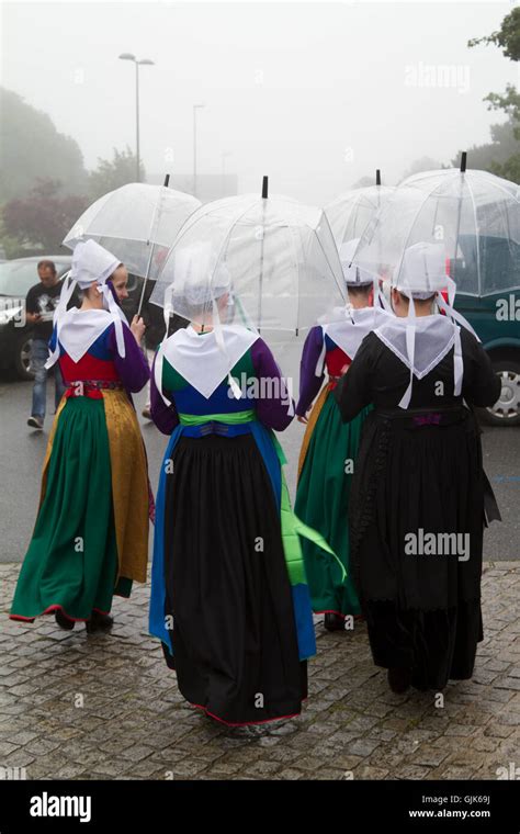 Ladies From Plougastel Daoulas Wearing The Traditional Costume