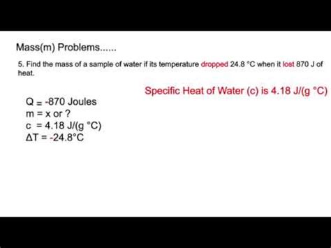 Specific Heat Example Problems YouTube