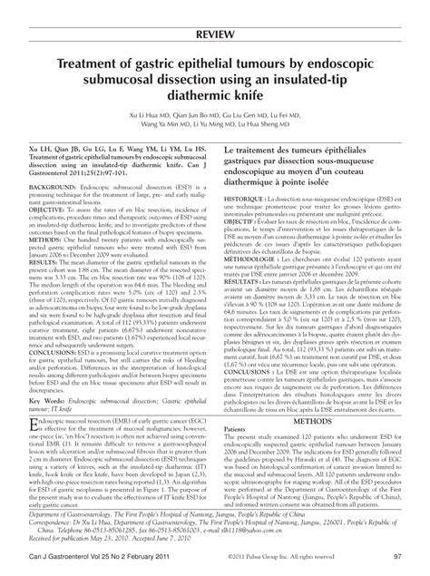 Pdf Treatment Of Gastric Epithelial Tumours By Endoscopic Submucosal