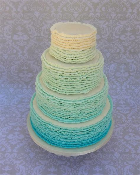 Teal Ombre Buttercream Ruffle Cake Decorated Cake By Cakesdecor