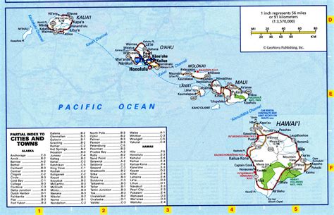Hawaii Map With Cities And Towns Parks And Recreation Area
